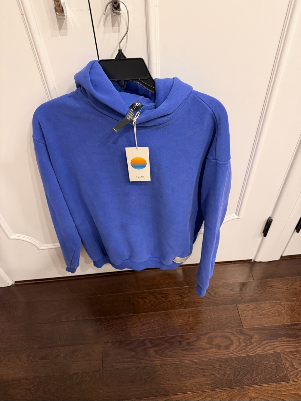 NWT Vuori Restore organic cotton blend Hoodie Bright Iris Sz XS
